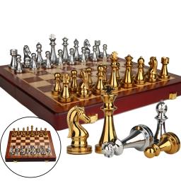 Pro Metal Xadrez Set para Adultos e Crianças, Jogo de Tabuleiro, Tabuleiro Profissional, Iniciante, Magnetic Travel Set, Peças De Metal - Image 2