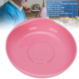 Idosos Cuidados Placa à Prova de Derramamento com Ventosa Base Desativado Non-Slip Louça Louça Auxiliar Vermelha Prato De Alimentação Sólida - Image 2