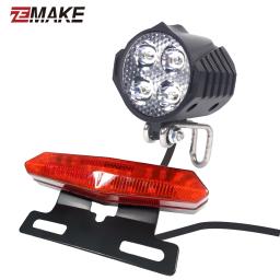 Bicicleta elétrica mais recente 24/36/48v/60v farol dianteiro cauda traseira luzes de advertência led noite spotlight farol ciclismo ebike zemake - Image 2