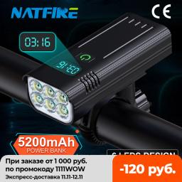 Lanterna de bicicleta com display digital natfire, luz usb c recarregável de led, lanterna super brilhante para ciclismo - Image 1