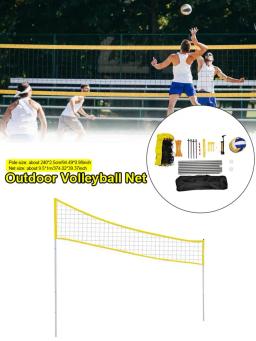 Ao ar livre portátil vôlei net dobrável ajustável vôlei badminton tênis net com suporte pólo para praia grama parque ao ar livre - Image 1