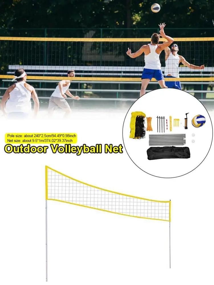 Ao ar livre portátil vôlei net dobrável ajustável vôlei badminton tênis net com suporte pólo para praia grama parque ao ar livre - Image 1