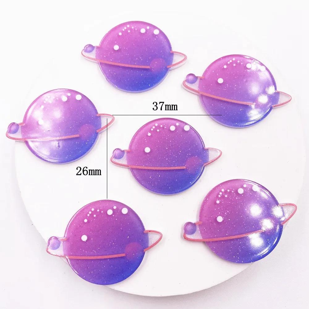 10 pçs colorido glitter astronauta foguete alienígena flatback folha acrílica padrão em miniatura enfeites diy scrapbook artesanato - Image 1