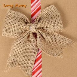 Enfeite de serapilheira de juta, artesanato simples e rústico, amarras de renda, laço de árvore de natal, decoração de casamento de costura - Image 6