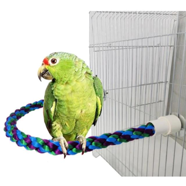 Brinquedos de Equilíbrio Coloridos para Papagaios e Aves - Corda de Algodão e Barras de Mastigar para Gaiolas