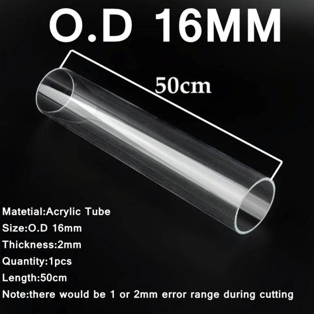 Tubo Acrílico Claro para Aquário com Diversos Tamanhos de Encaixe - Perfeito para Acessórios e Tubulação de Tanques de Peixes, 50cm de Comprimento