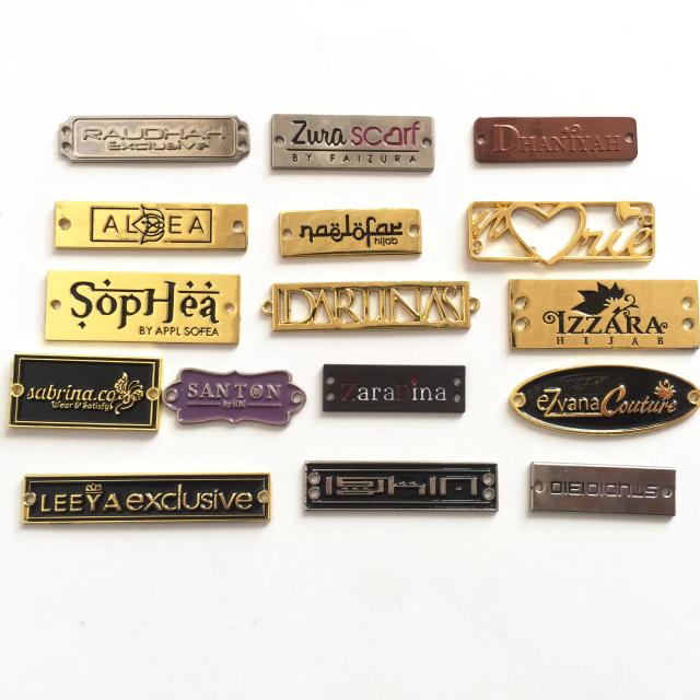 Etiquetas de metal personalizadas para identificação de roupas, jeans e sapatos