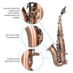 Saxofone soprano vermelho antigo, instrumento de sopro em madeira com estojo, luvas de limpeza, pano de limpeza, escova, alça, maleta - Image 5