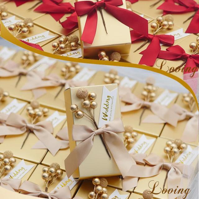 Caixa de Doces Flores com Fita para Casamentos e Chá de Bebê - Lembranças e Decoração de Festas com 5 Peças para Convidados
