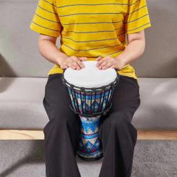 8 Polegada tambor africano portátil djembe tambor de mão com padrões de arte colorida percussão instrumento musical resina abs para tambor corpo - Image 3