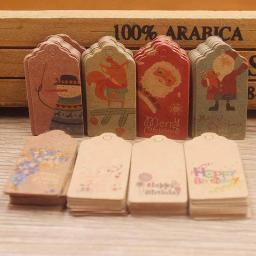Conjuntos de etiquetas penduradas 2x4cm branco/marrom, 50 ou 100 peças, presente faça você mesmo, natal, neve, bolachas, lembranças de casamento - Image 3