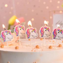 5 pçs aniversário velas crianças primeiro aniversário festa de bolo decoração animal dinossauro unicórnio elefante vela sem fumaça - Image 1