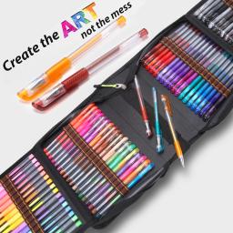 Canetas Gel coloridas com bolsa de lona para crianças e adultos, Tip Glitter, livros para colorir, 12 24 100 - Image 3