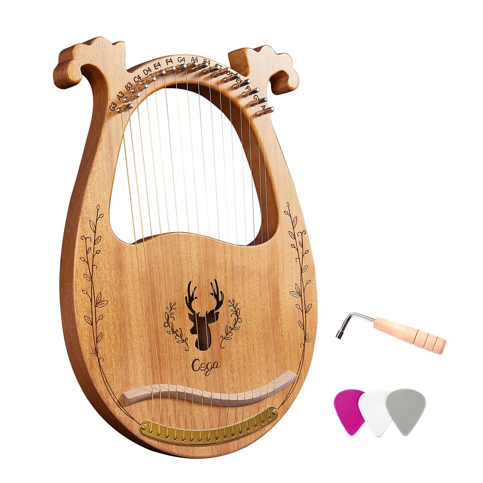C Key 16 cordas de madeira Lira Harpa, Ressonância Box, Instrumento de Cordas com Chave de Ajuste, Conjunto Extra de Cordas Parte, Picks Adesivo, 3Pcs - Image 1
