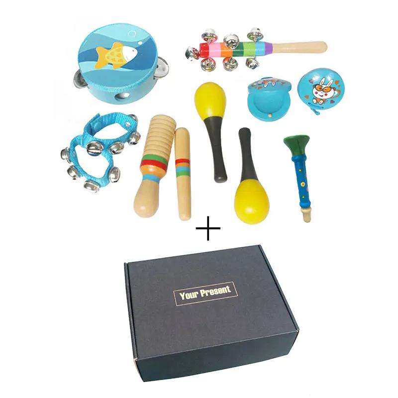 Brinquedos de percussão musical iniciante, instrumentos musicais encaixotados, educação infantil, cultivo do ritmo, brinquedos educativos, 10pcs - Image 1