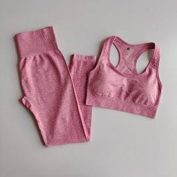Conjunto de Yoga Sem Costura para Mulheres, Workout Sportswear, Roupas de Academia, Sutiã Esportivo, Leggings de Cintura Alta, Fatos Fitness, Roupas Esportivas, 2 peças - Image 5