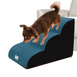 Melhor cão escadas pet 3 passos escadas para pequeno cão gato casa do cão animais de estimação rampa escada anti-deslizamento removível cães cama escadas pet abastecimento - Image 5