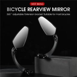 West Biking-Universal Bike Espelho Retrovisor, 360 graus ajustável espelho retrovisor, acessórios de ciclismo, bicicleta guidão espelhos - Image 4