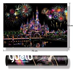 Carretel extra grande 75*52cm magic scratch arte artesanato mundo paisagem raspagem pinturas de papel adulto brinquedos crianças brinquedos - Image 2