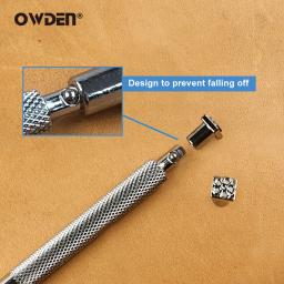 OWDEN-Couro Padrão Stamping Tool Set, DIY Arte Manual, Selos de impressão, Metal, 9pcs - Image 3