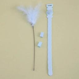 Varinha de brinquedo para gatos, brinquedo divertido de primavera para gatos, com penas falsas, varinha para provocar gatos, com coleira, suprimentos para animais de estimação - Image 5