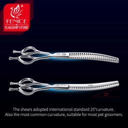 Fenice Professional Dog Grooming Shears, Curvo Diluindo Tesoura para Rosto e Corpo do Cão, de Alta Qualidade, JP 440C, 7.0 7.5" - Image 4