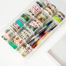 Limpar Artesanato Organizador Caixa De Armazenamento, Arte Suprimentos, Papelaria Adesivo, 15 Compartimentos, Fita Washi - Image 2