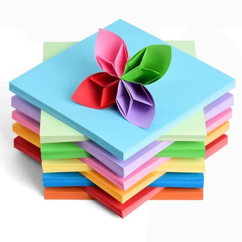 Papel de dupla face origami quadrado, papel dobrável de cor sólida multicolorido para crianças, decoração artesanal para scrapbooking diy com 100 peças - Image 1