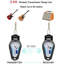 Kimagfun-Sistema de Guitarra Recarregável Sem Fio, Baixo Elétrico, Violino, Instrumentos de Sopro Digitais, Receptor 6.35mm, 2.4GHz - Image 2
