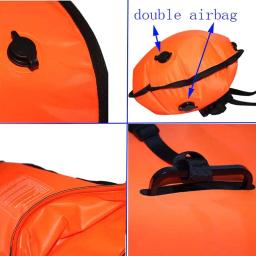 PVC natação bóia reboque flutuador saco seco, inflável aberto, airbag duplo com cinto, alta visibilidade, água esporte segurança saco, 20l - Image 4