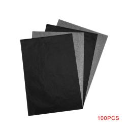 Papel Carbono A4 para Rastreamento e Pintura, Papel Cópia Reutilizável, Grafite, Ativação e Grafite, Superfícies de Arte, Preto, 100PCs - Image 5