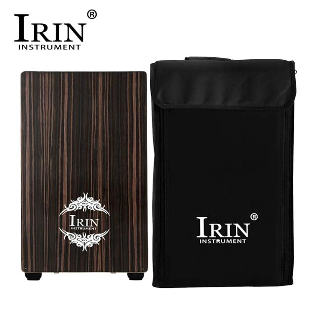 Tambor Cajon de Madeira IRIN para Crianças - Instrumento de Percussão Portátil com Bolsa, Ideal para Música e Jogos de Festa 46,5x30x29 cm