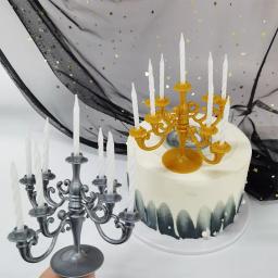 Velas e Suporte Castiçal, Decorações de Bolo, Festa de Aniversário, Castiçal Toppers, Decoração, Novo, 1 Conjunto - Image 6