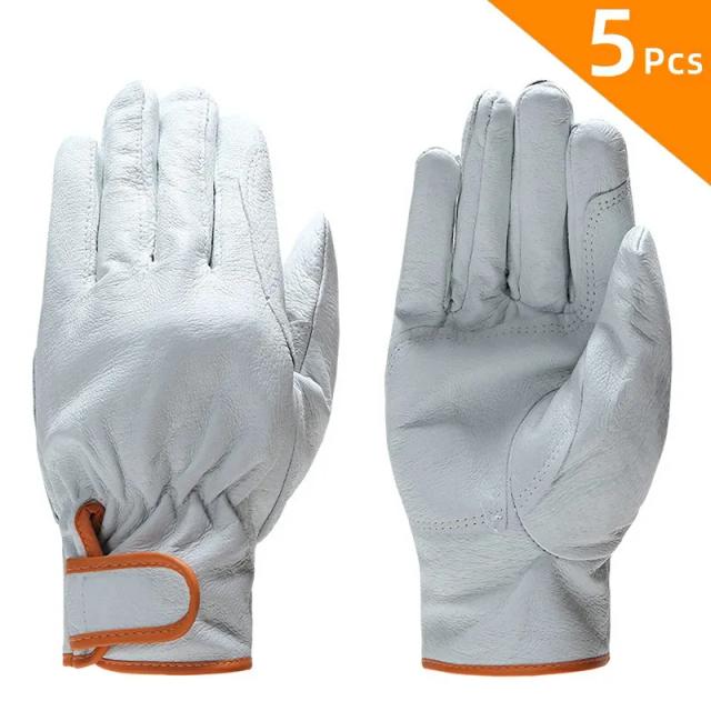 Luvas de Couro Hendugls para Mecânicos - Conjunto de 5 Peças Respiráveis e Protetoras para Trabalho e Reparação Industrial