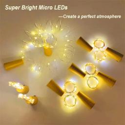 Luzes de garrafa de vinho a pilhas, mini luzes para garrafas de licor, artesanato, fadas, casamento, festa de Natal, 2m, 20 LED, 10 unidades - Image 3