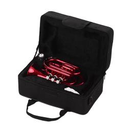 Muslady mini trompete de bolso, instrumento de vento de material de latão plano com luvas de boquilha, estojo de transporte - Image 5