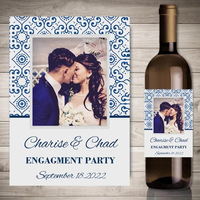 Garrafa de Vinho Personalizada com Adesivos: 20 Peças para Fotos e Decoração de Festa de Noivado ou Casamento