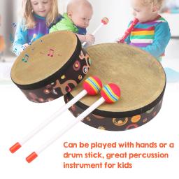 6 polegada mão tambor orff instrumento de percussão música portátil instrumento para tambor conjunto com baqueta instrumento musical brinquedos - Image 6