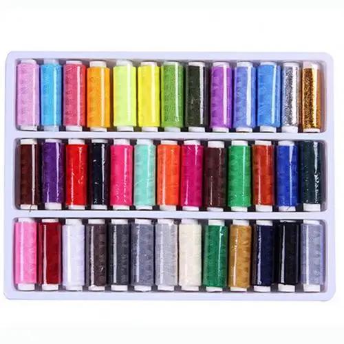 Conjunto de 39 Spools de Linhas de Costura de Poliéster em Cores Variadas para DIY, Bordados e Acessórios para Máquinas - 200 Jardas Cada