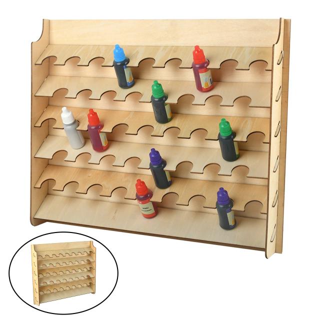 Organizador de Madeira Multi-Camadas para Pincéis de Pintura e Garrafas - Suporte de Armazenamento para Ferramentas de DIY e Epóxi