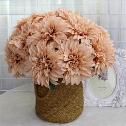 Europeu Artificial Floral Dália Bouquet, Margarida Seda Flores, Decoração Crisântemo para Casa, Casamento, Mesa De Jantar Presente, 7 Branch - Image 5