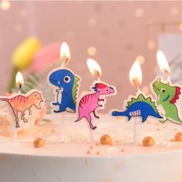 5 pçs aniversário velas crianças primeiro aniversário festa de bolo decoração animal dinossauro unicórnio elefante vela sem fumaça - Image 4