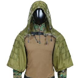 Combate tático dos homens CS Sniper tiro camuflagem Ghillie Suit, masculino exterior caça jaqueta conjunto com fio, roupa Net Foundation - Image 1