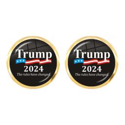 Brincos antigos coleção 2024, coleção eua trump, pingente de vidro, brincos de haste, joias para mulheres e homens - Image 6