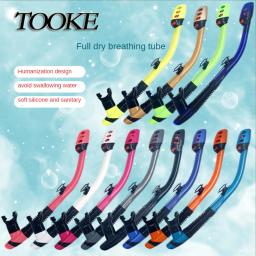 Bocal de silicone adulto snorkeling válvula dupla livre mergulho tubo de respiração seca snorkel anti-asfixia natação acessórios da piscina - Image 1