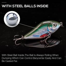 Trehook 5 pçs/caixa afundando lento jerk iscas pike wobblers 6cm 13g inverno iscas de pesca conjunto ratlin vib isca jerkbait qualidade ganchos - Image 5