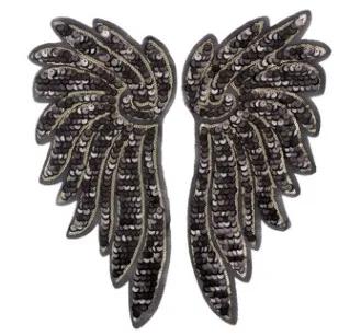 Adesivo Grande de Lantejoulas com Asas de Anjo para Roupas - Aplique Bordado Decorativo para Jaquetas e Artesanato