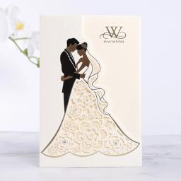 Cartões e convites de casamento, cortados a laser, cartões de visitas luxuosos, personalizados, para decoração de festas, 1 peça - Image 1
