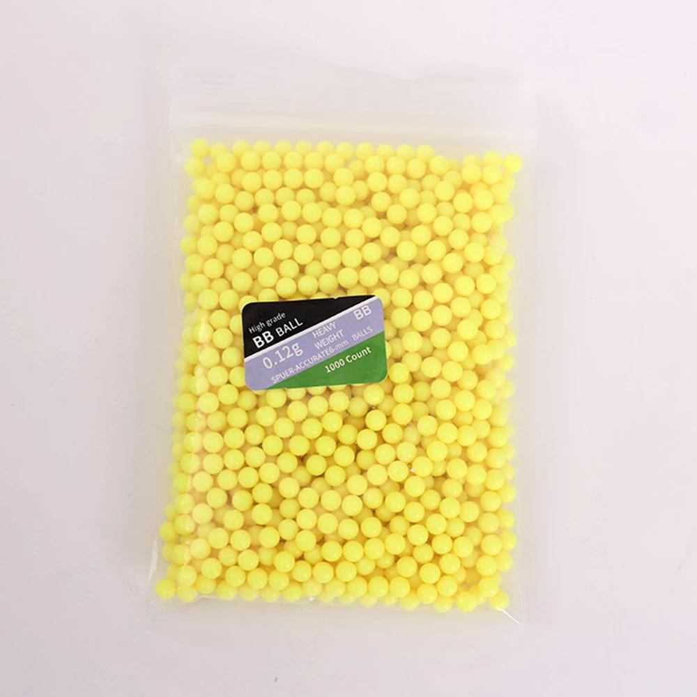 1000 rodadas airsoft bbs balas 0.12g caça tiro 6mm bb strikeball rifle arma de plástico bb bolas amarelo paintball acessórios - Image 1