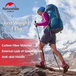 Naturehike-Outdoor Ultraleve Walking Stick, Portable Caminhadas Fibras de Carbono, Trekking Poles, Seção 3, Outer Lock Stick, Ski Stick - Image 2